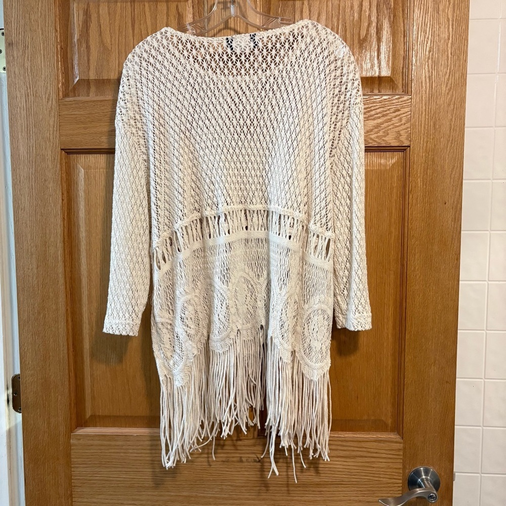 Vtg Sharon Anthony Crochet Fringe Top Women’s 22W 42 BOHO Beachwear Hippie USA - Picture 2 of 5
